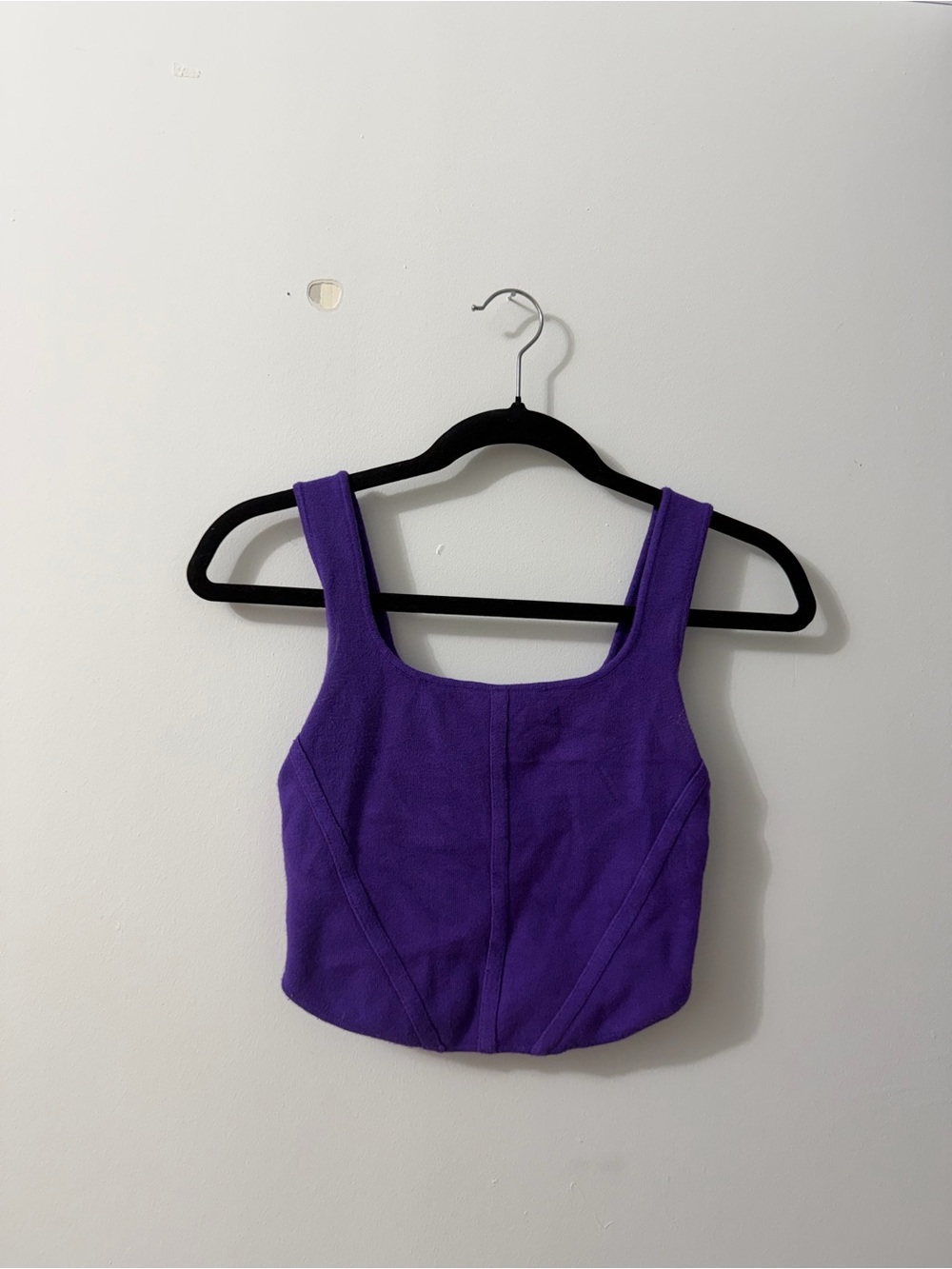 House of Harlow 1960 Purple Cropped Square-Neck Tank